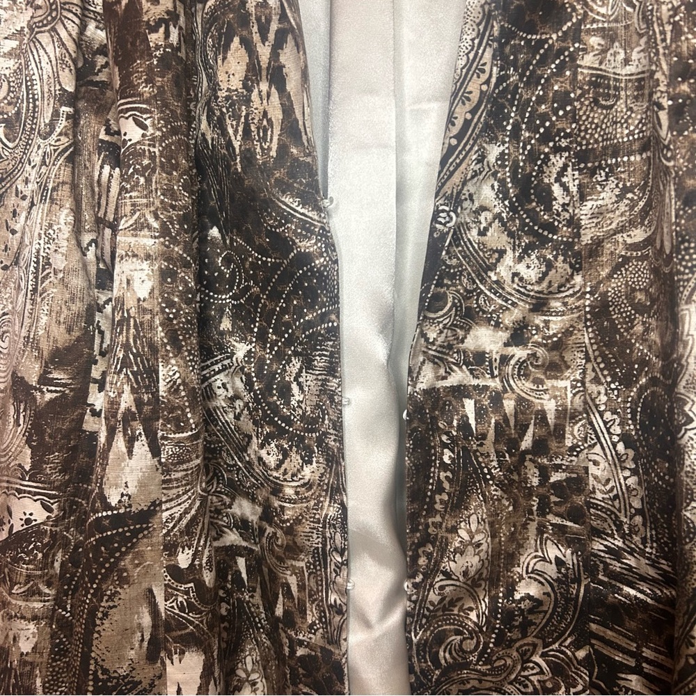 Chico’s Paisley Print Open Front Jacket Blazer Size 3 Brown Neutral - Picture 6 of 11